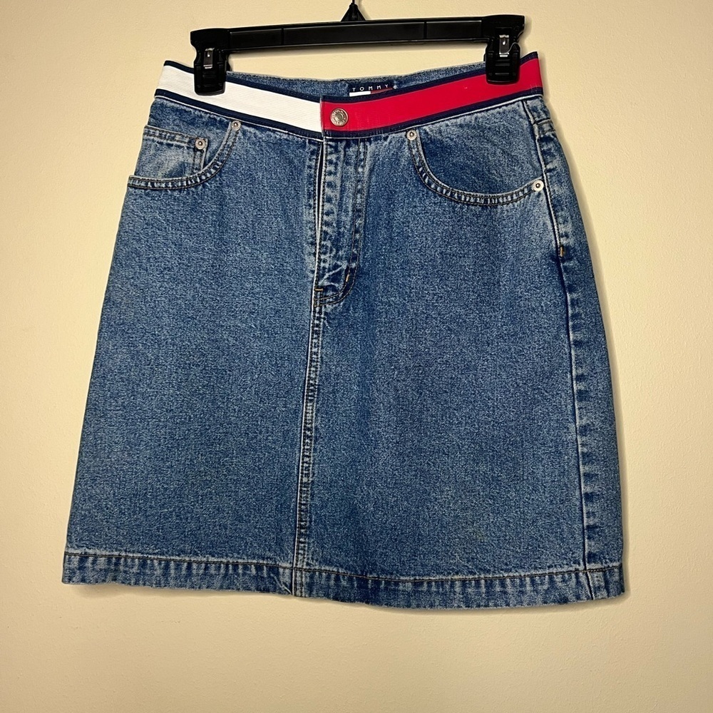 Vintage Tommy Hilfiger Denim Mini Skirt Y2K Size 6 - Picture 2 of 7